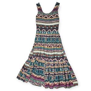 Vintage Blue Colorful Aztec Southwestern Print‎ Dress Women's Size 5/6